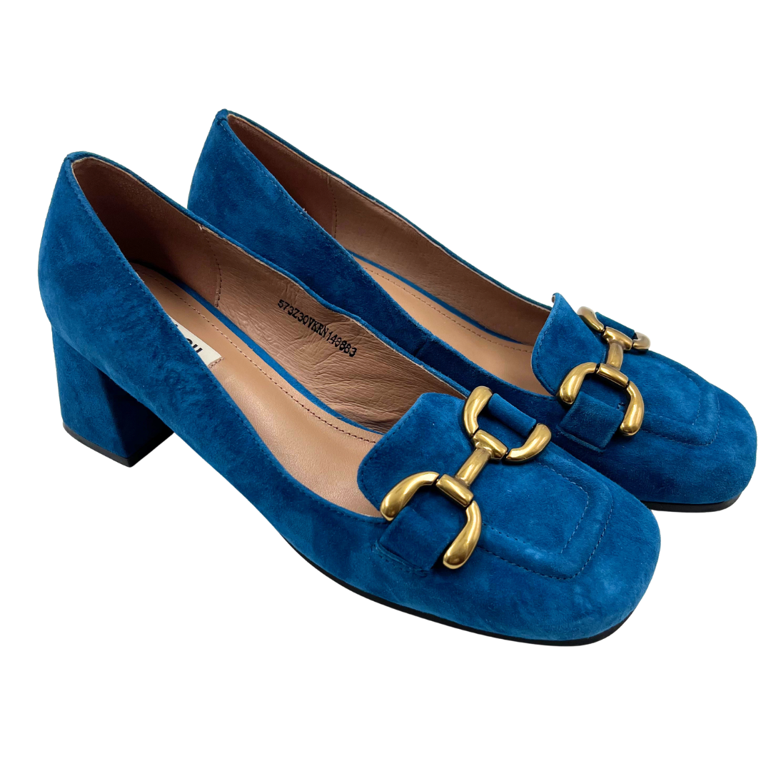 Bibi Lou 40 Turqouise Suede Pumps