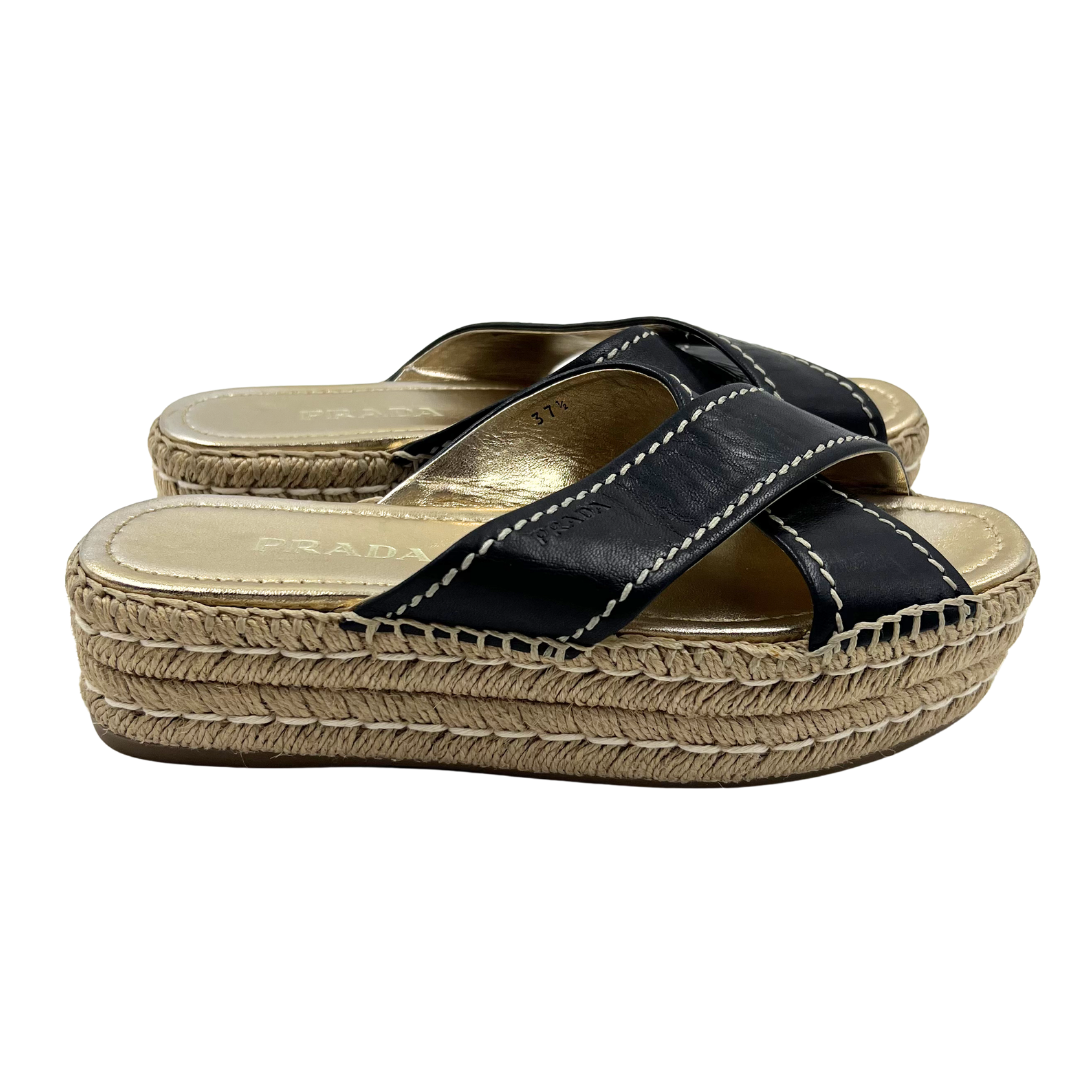 Prada 37.5 Black Espadrille