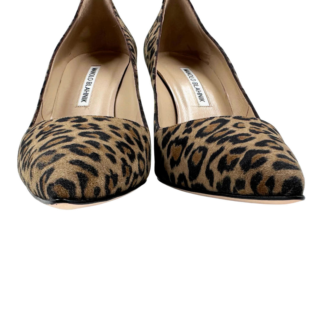 Manolo Blahnik 9.5 39.5 Tan/Cheetah Heels
