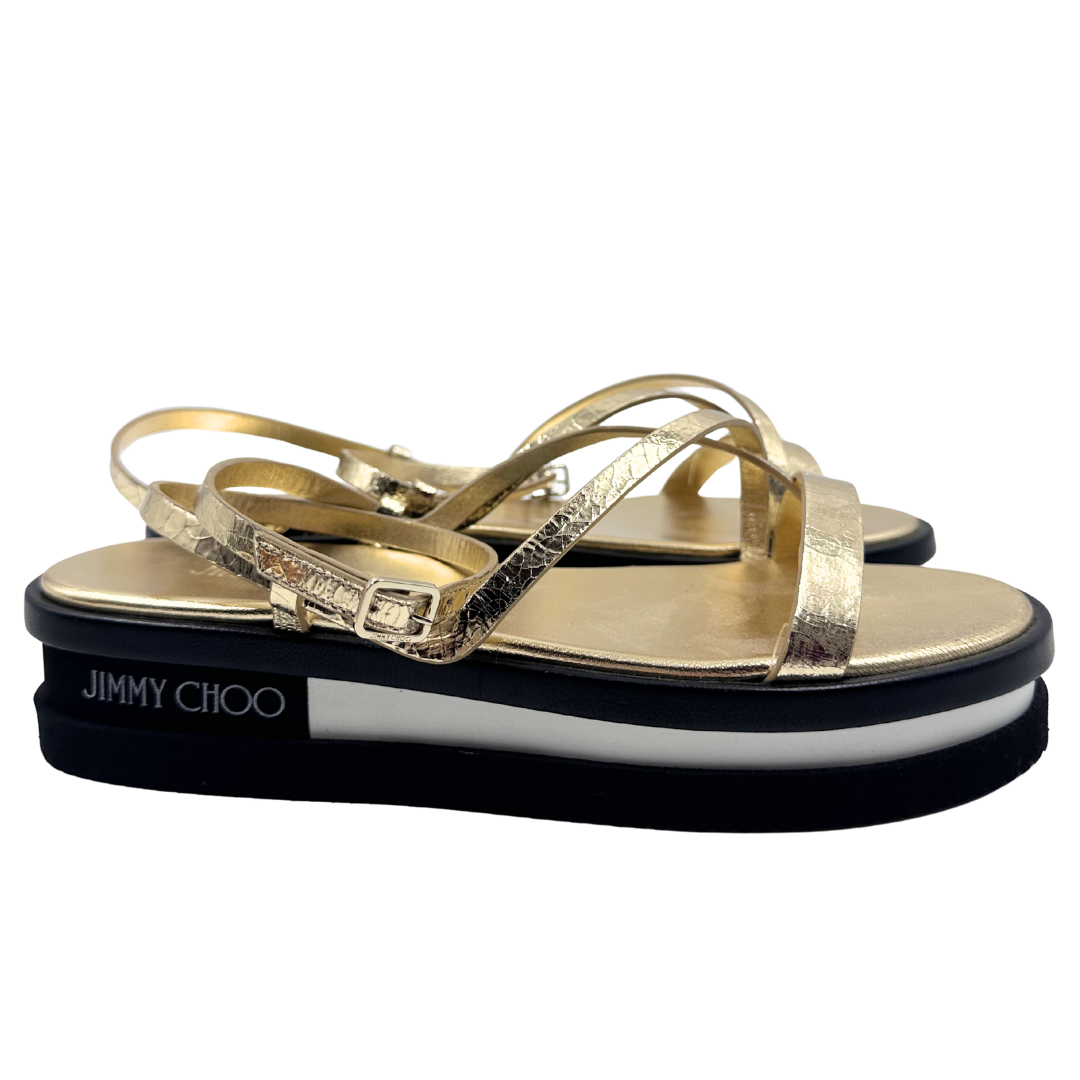 Jimmy Choo 38 Gold Sandals