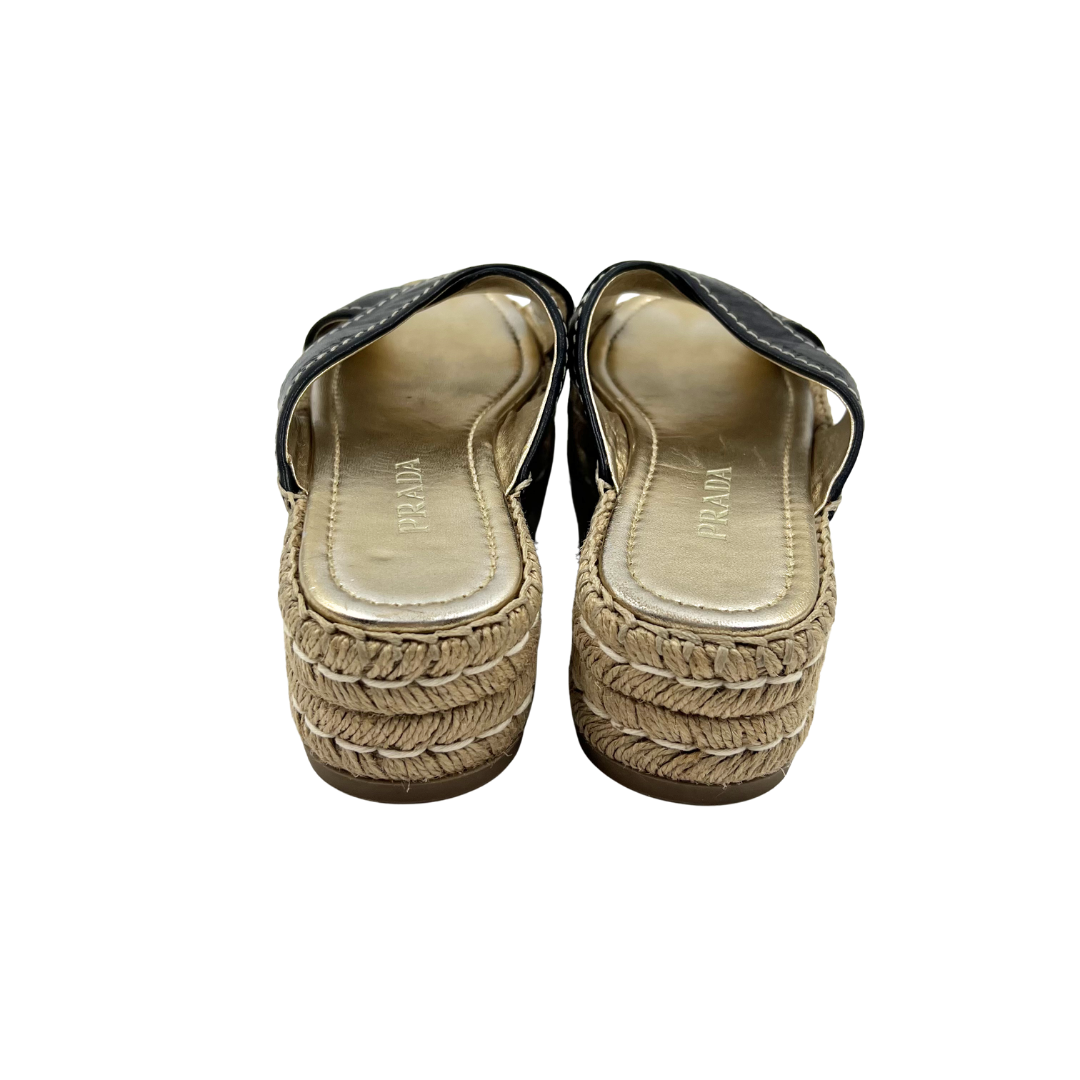 Prada 37.5 Black Espadrille