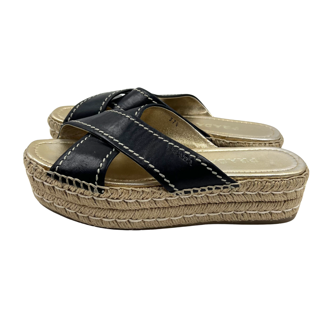 Prada 37.5 Black Espadrille