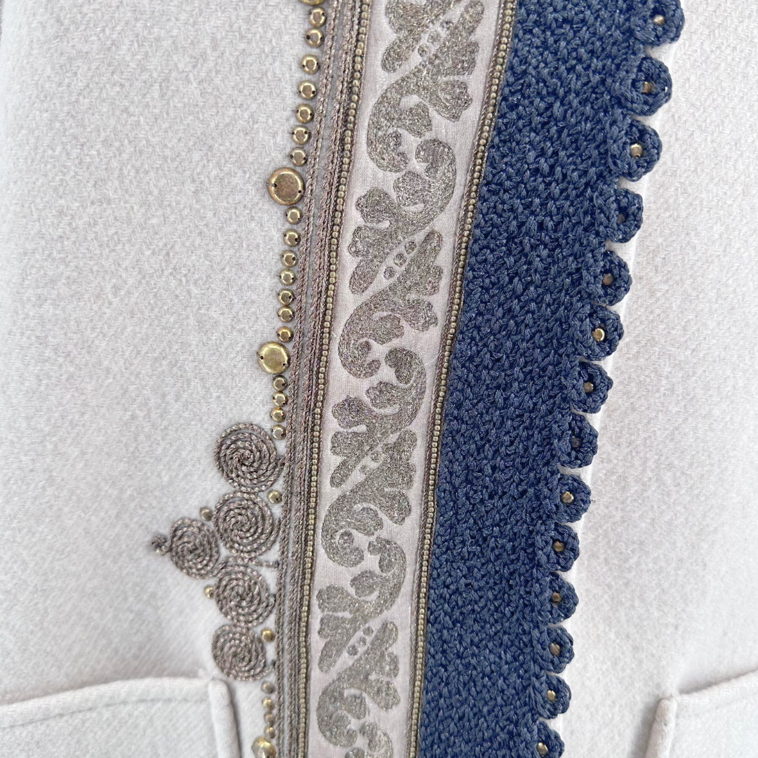 Etro Size 8 44 Cream Multi Coat