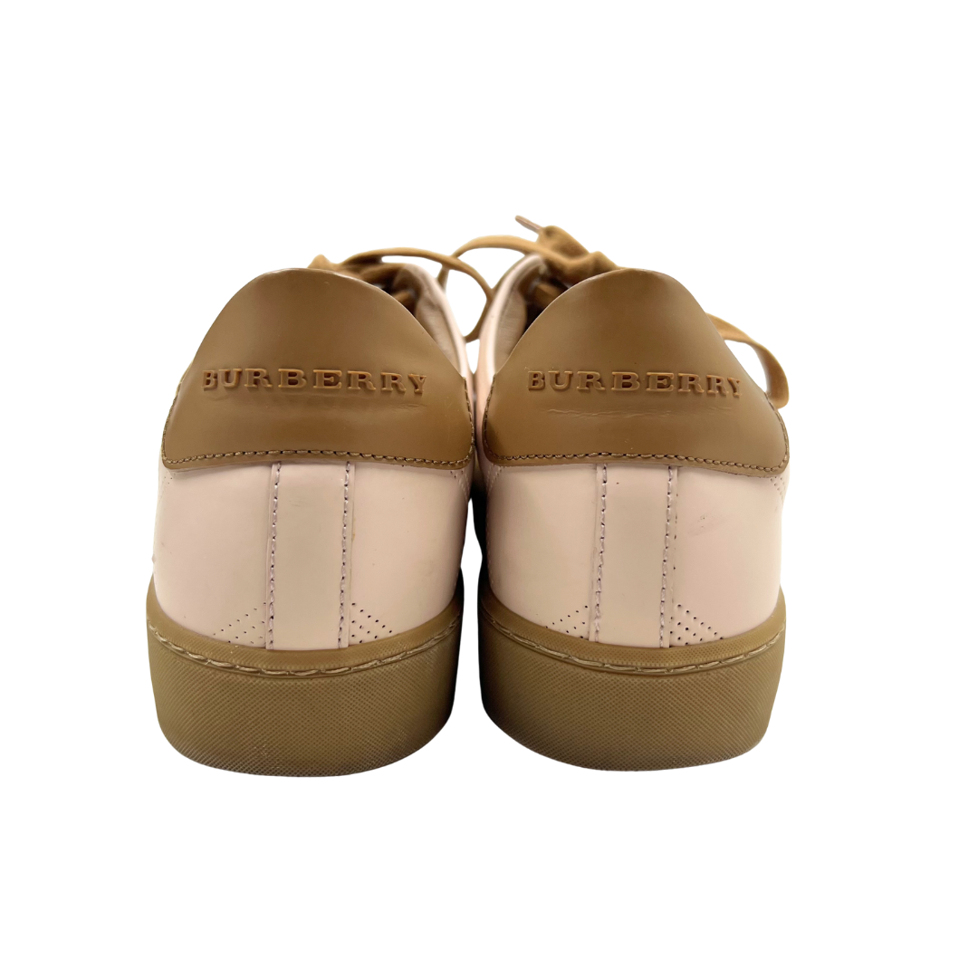 Burberry 6.5 37.5 pink/tan/white Leather Sneakers
