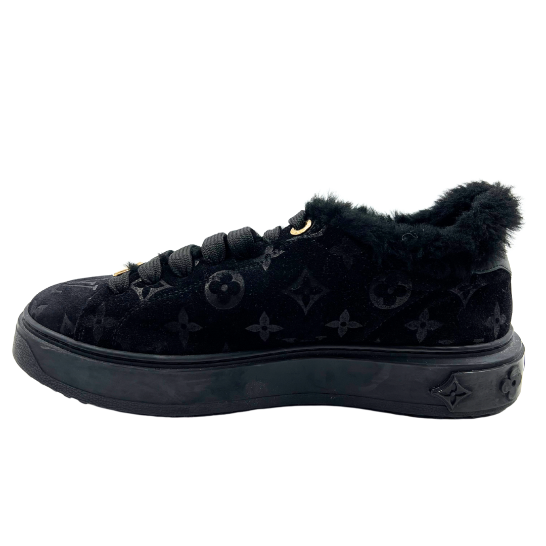 Louis Vuitton 37 Black/Gold shearling/suede Sneakers