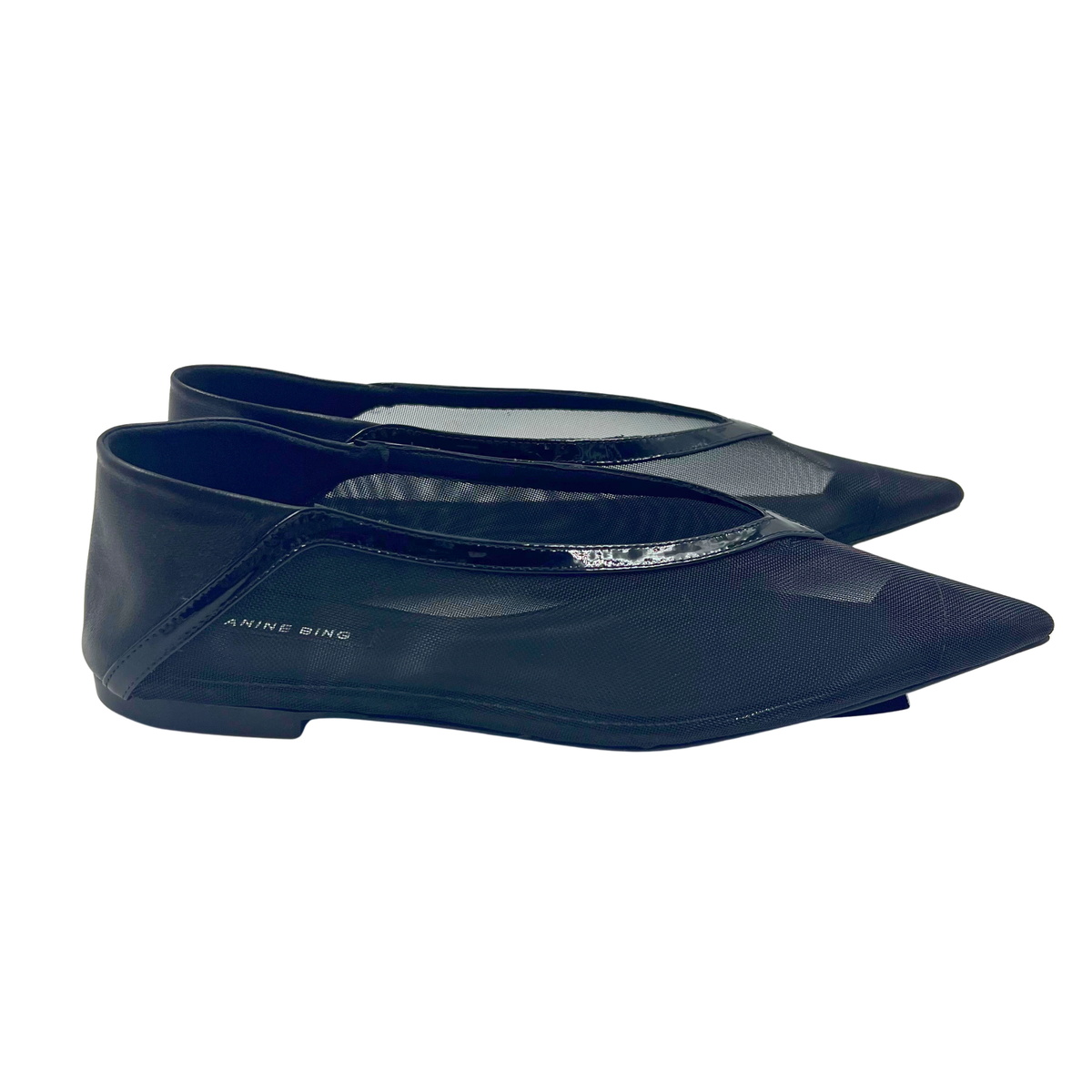 Anine Bing 7 37 Black Mesh Flats