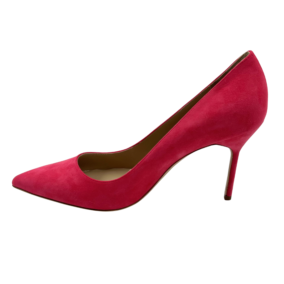 Manolo Blahnik 7.5 38.5 Pink Suede Pumps