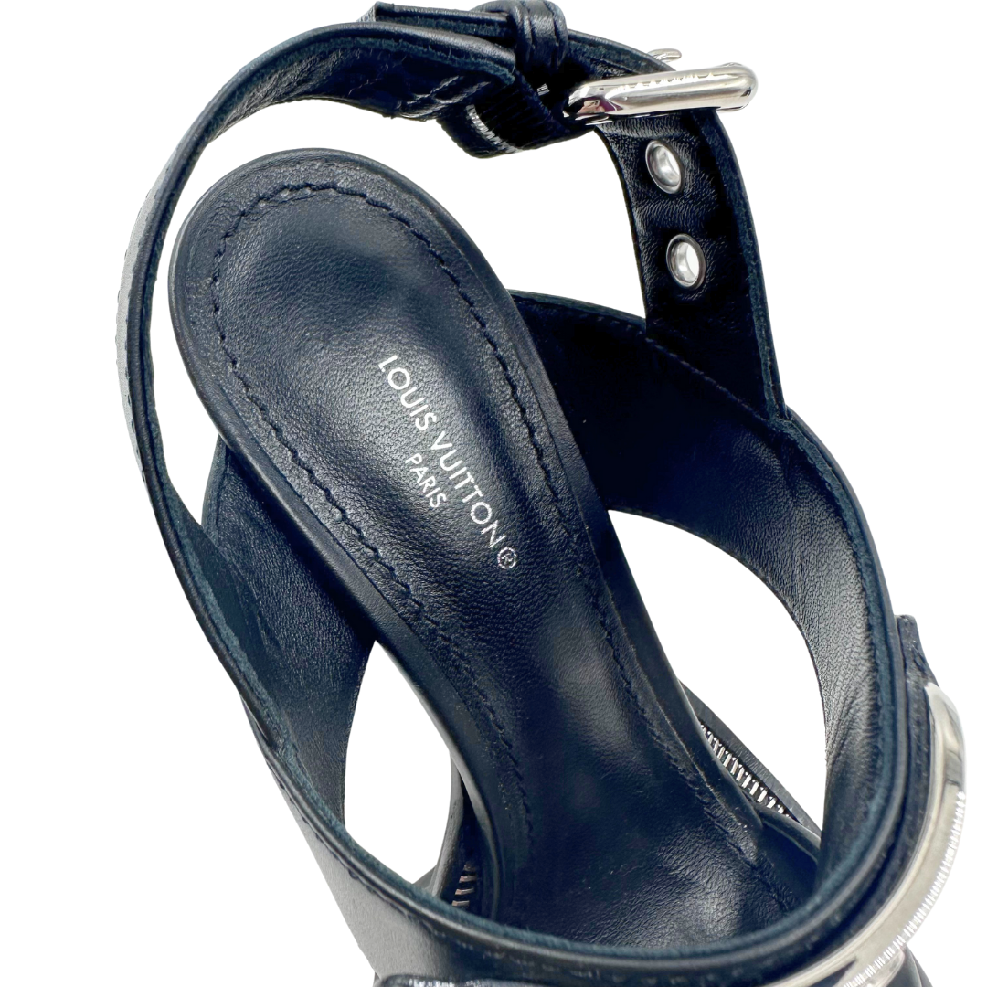 Louis Vuitton 37 Black Sandals – Chic Consignment LLC