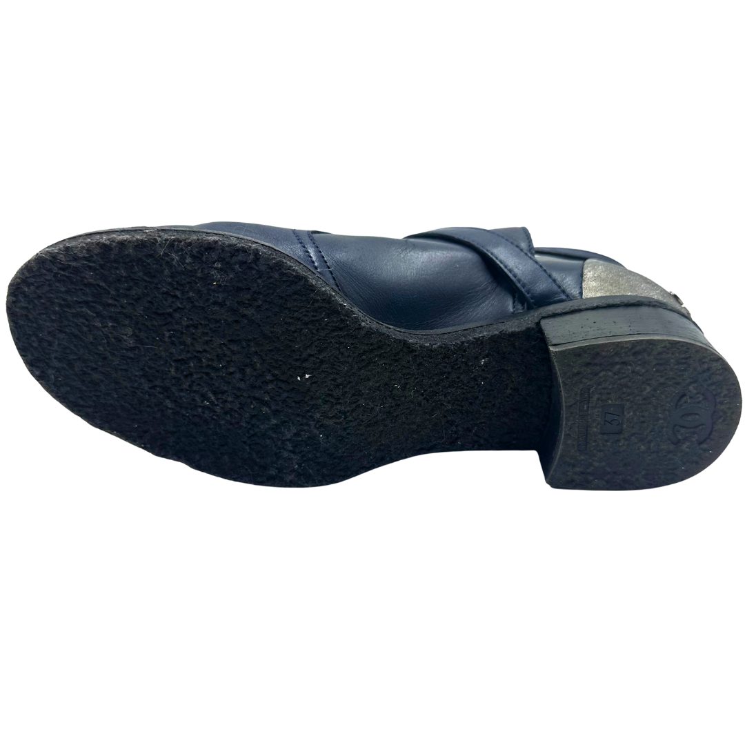 Chanel Blue Leather Booties