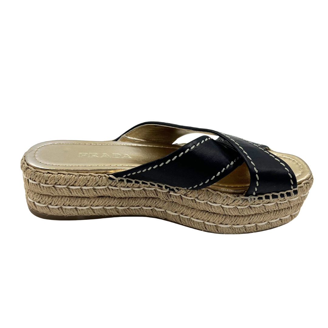 Prada 37.5 Black Espadrille