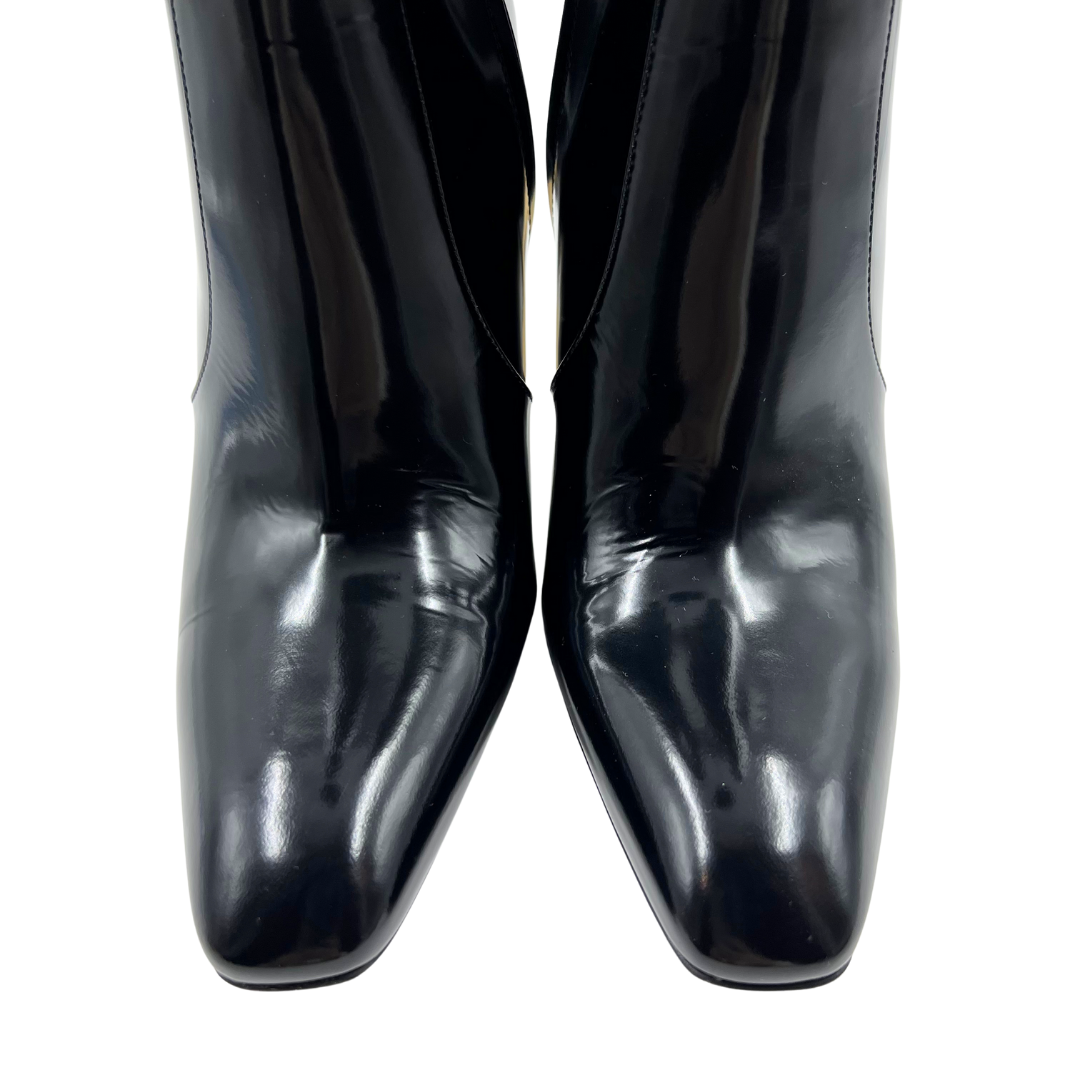 Saint Laurent 9 39 Black/Gold Leather Boots Chic Consignment LLC Saint Laurent 9 39 Black/Gold Leather Boots Chic Consignment LLC