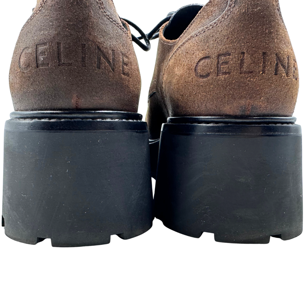 Celine 9.5 39.5 Brown/Black Suede Loafers