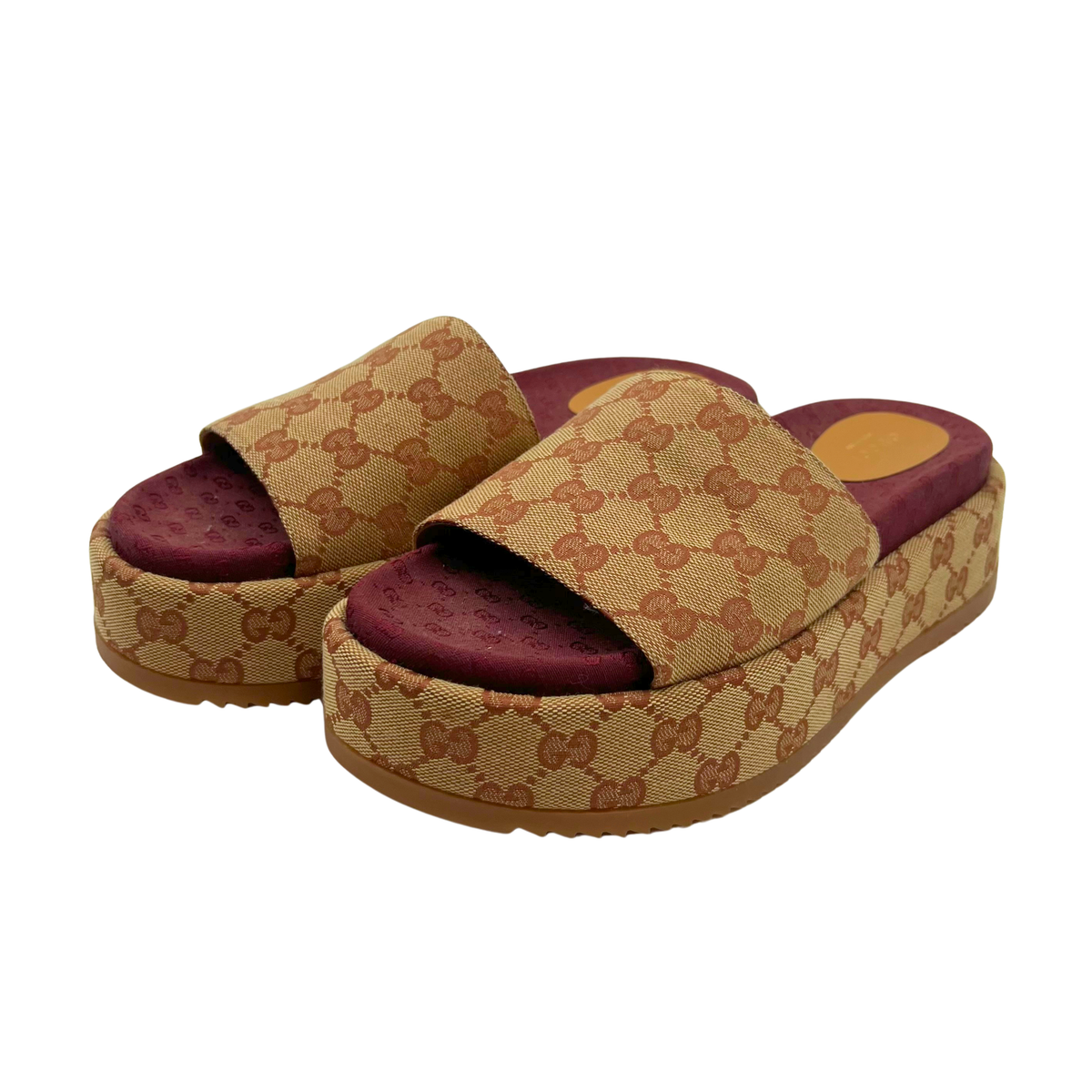 Gucci Tan Fabric Slides