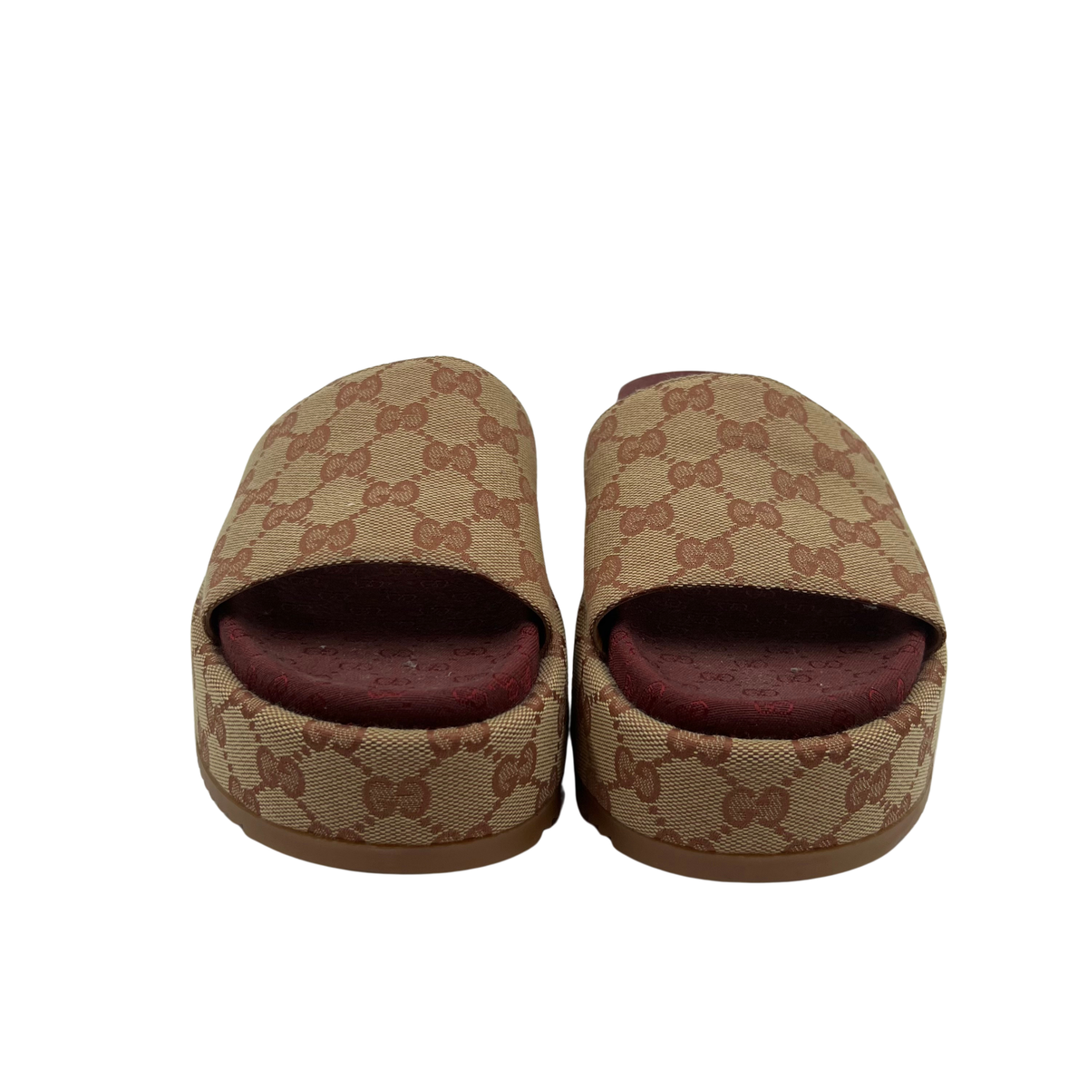 Gucci Tan Fabric Slides