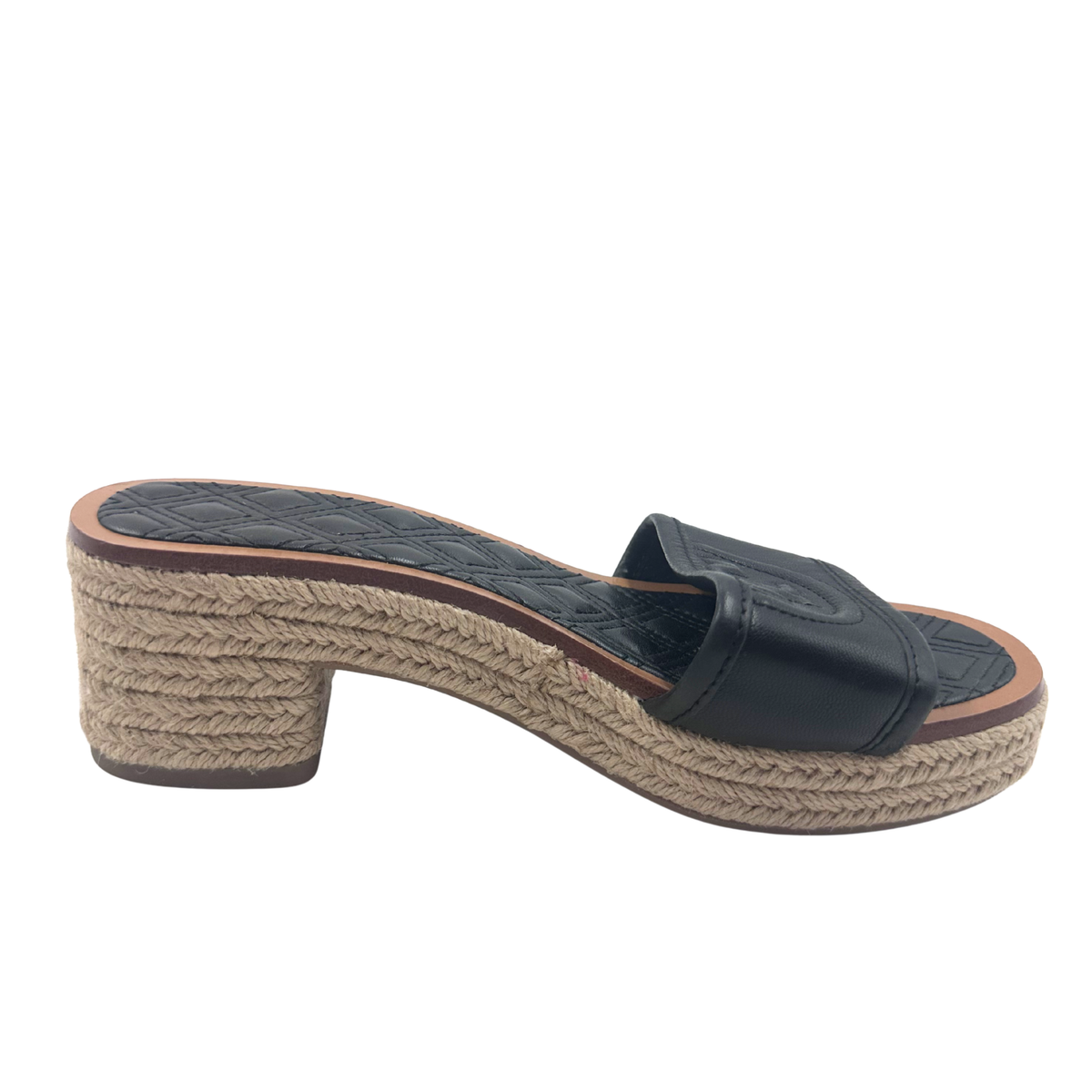 Tory Burch 5 Black/Tan Canvas/Leather Espadrille