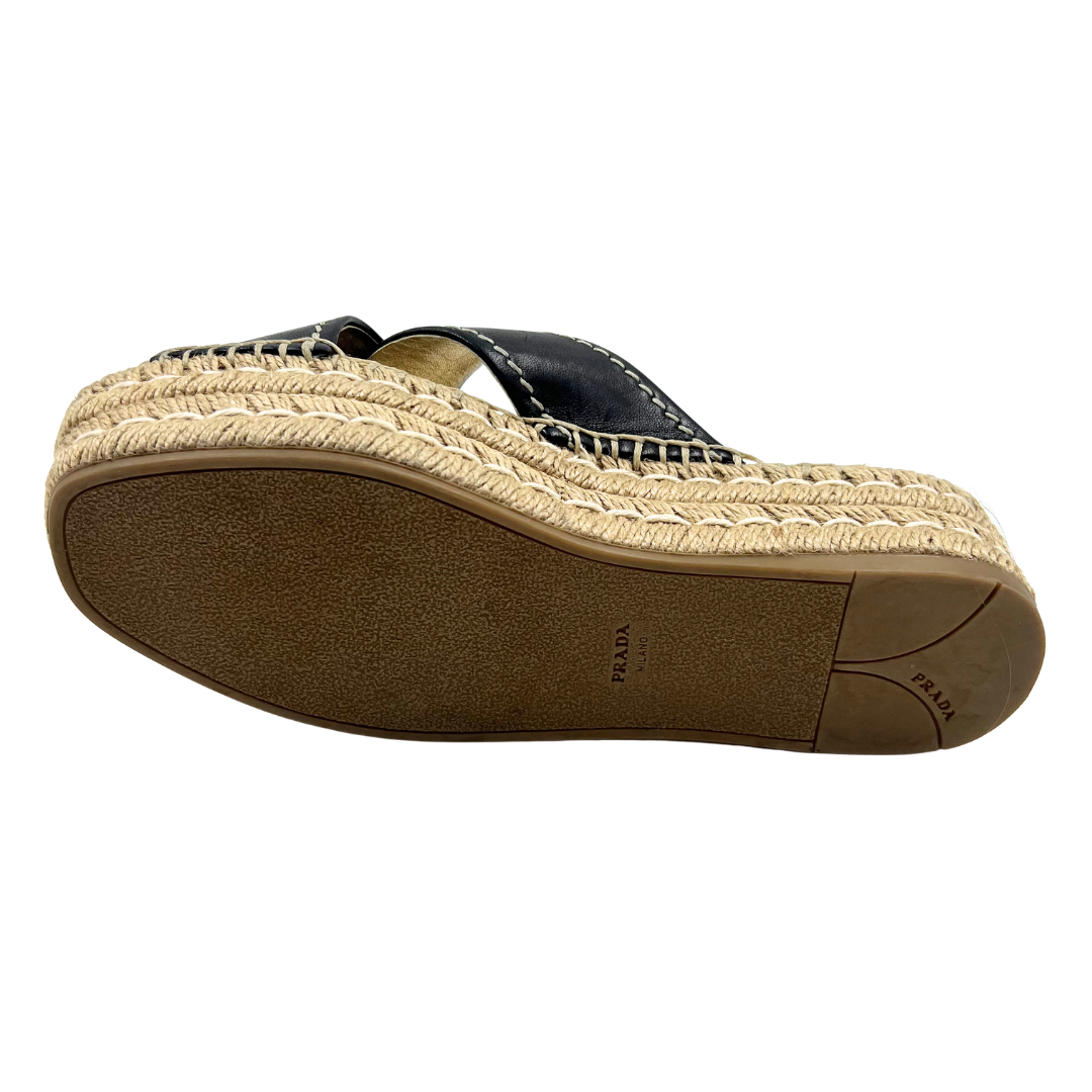 Prada 37.5 Black Espadrille