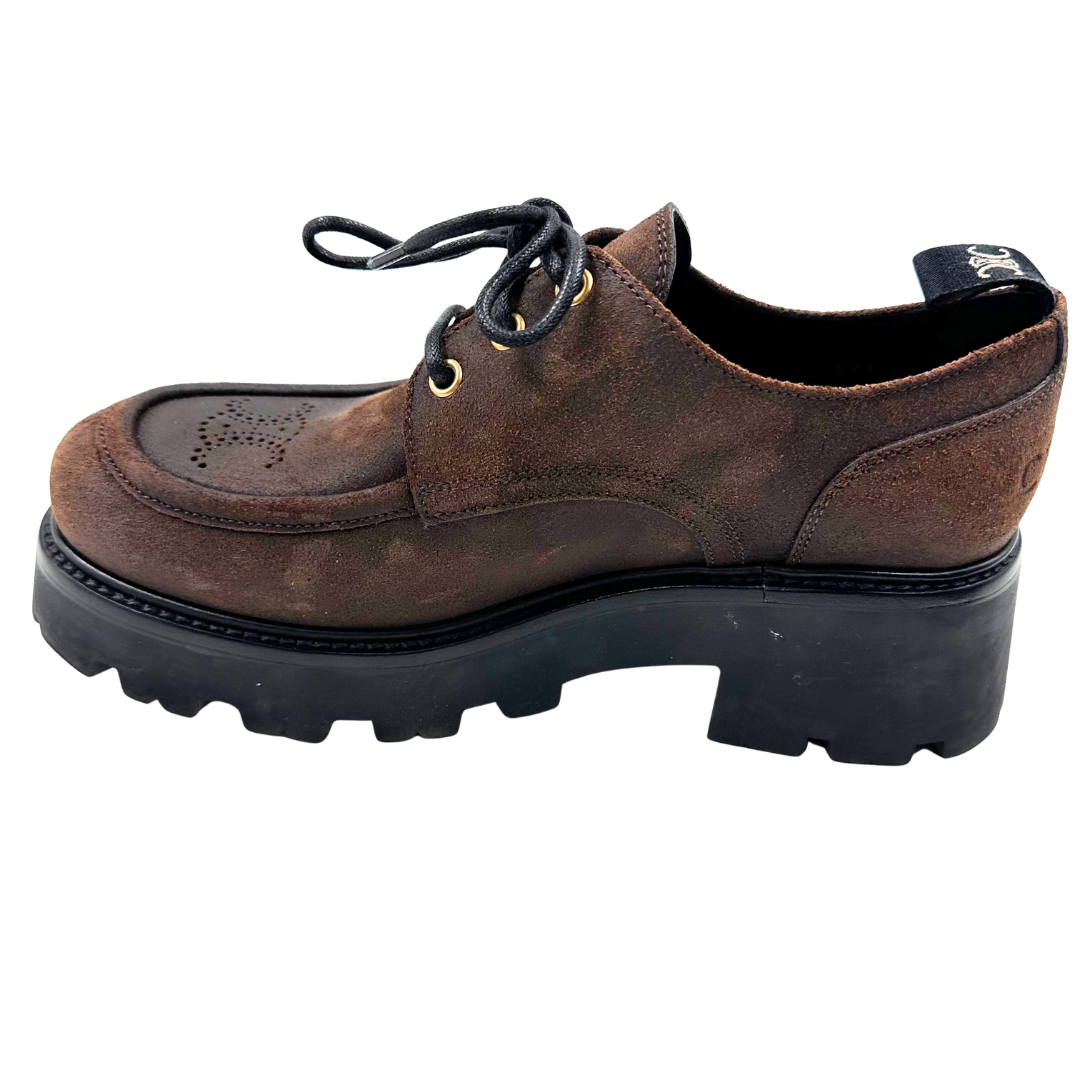 Celine 9.5 39.5 Brown/Black Suede Loafers