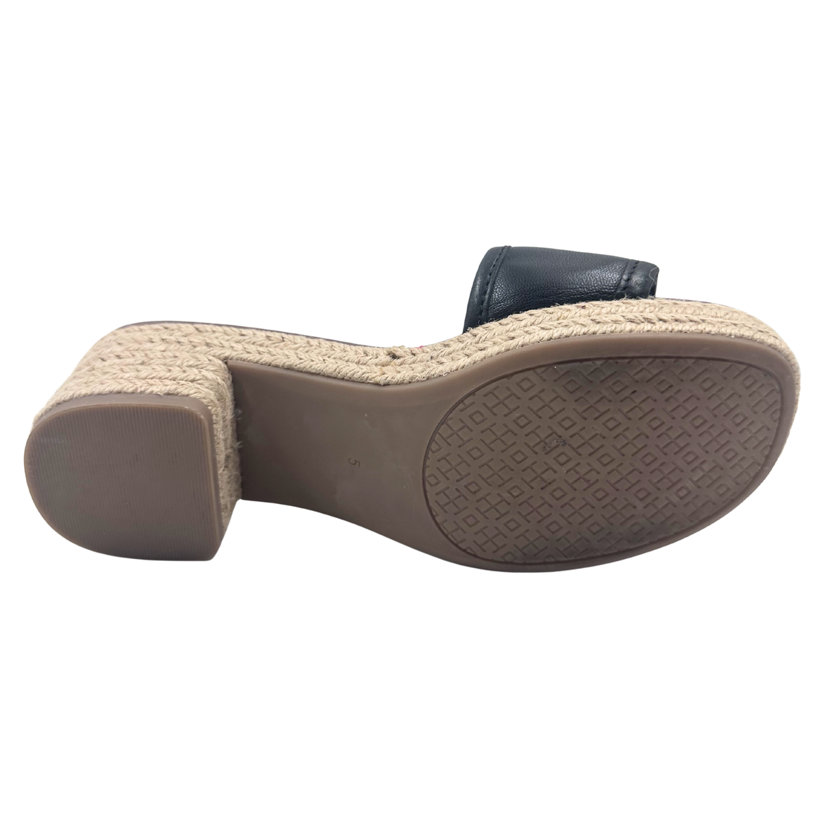 Tory Burch 5 Black/Tan Canvas/Leather Espadrille