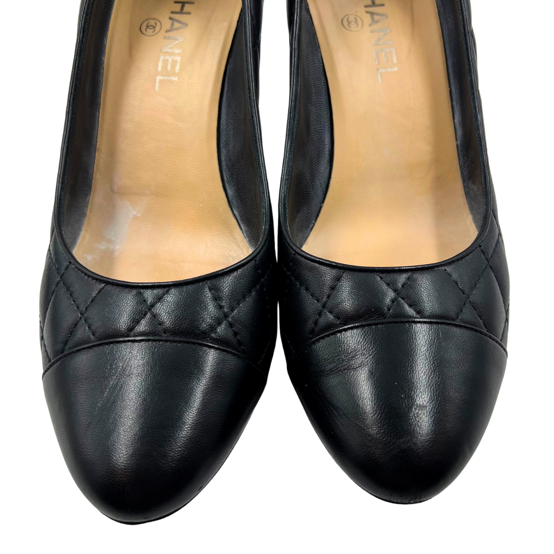 Chanel 9.5 41 Black Leather Heels