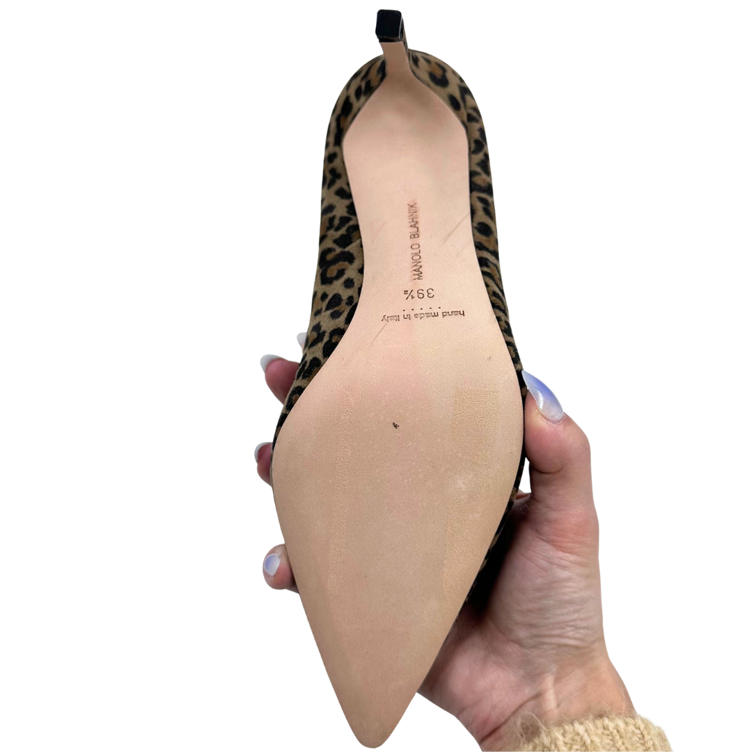 Manolo Blahnik 9.5 39.5 Tan/Cheetah Heels