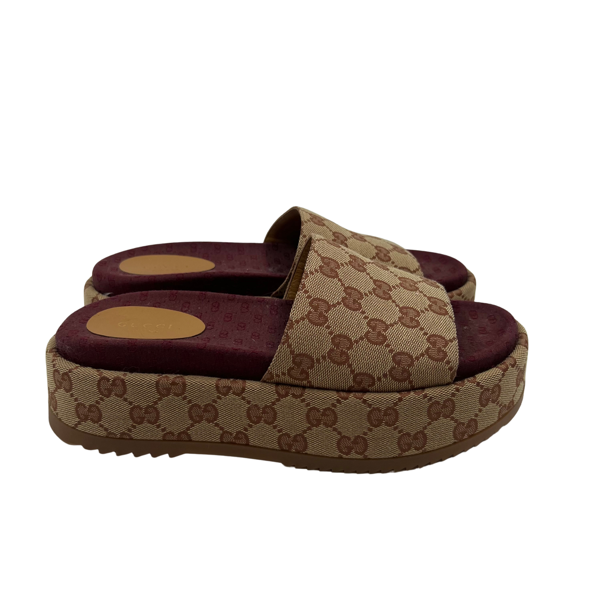 Gucci Tan Fabric Slides