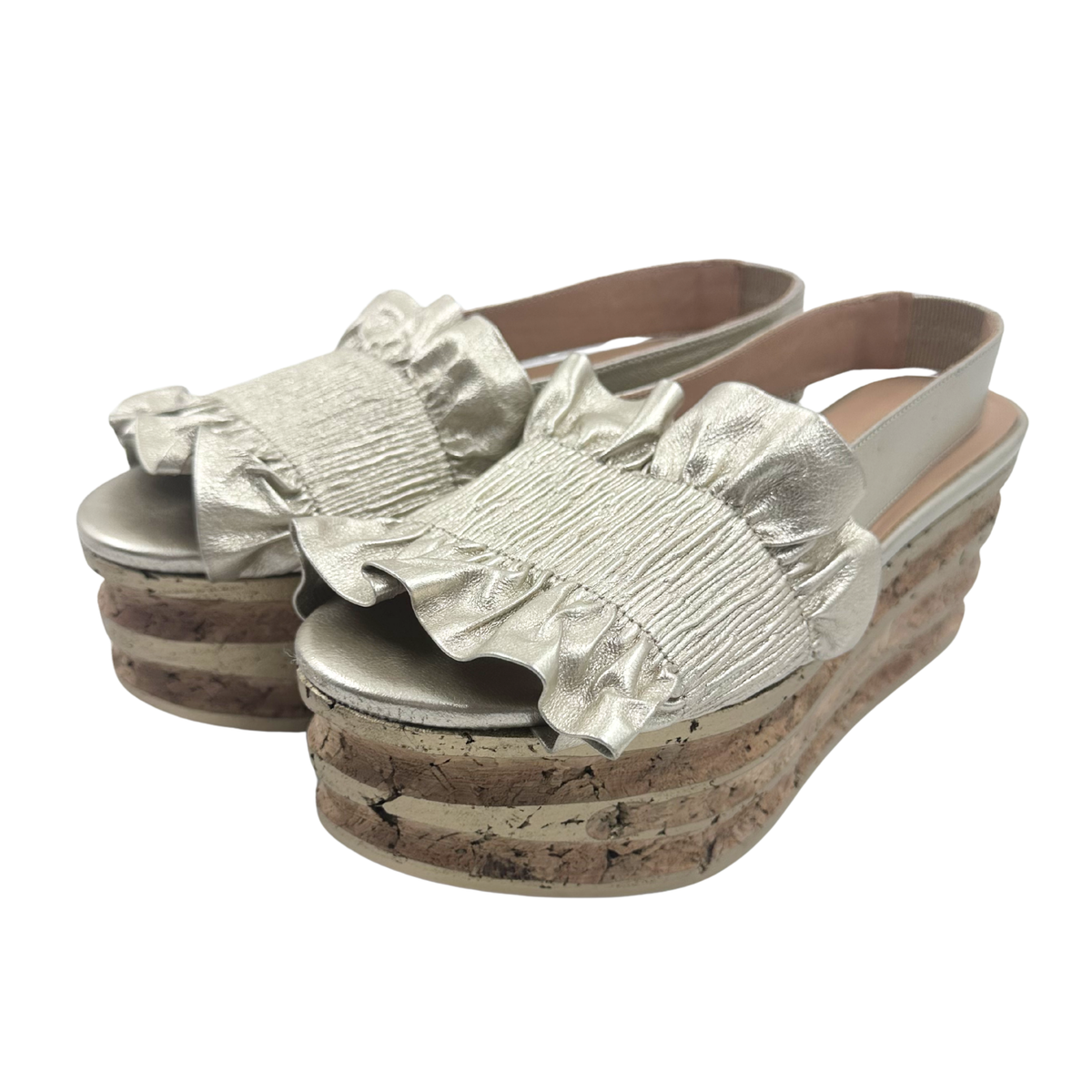 Paloma Barcelo 39 Gold/Tan Platforms