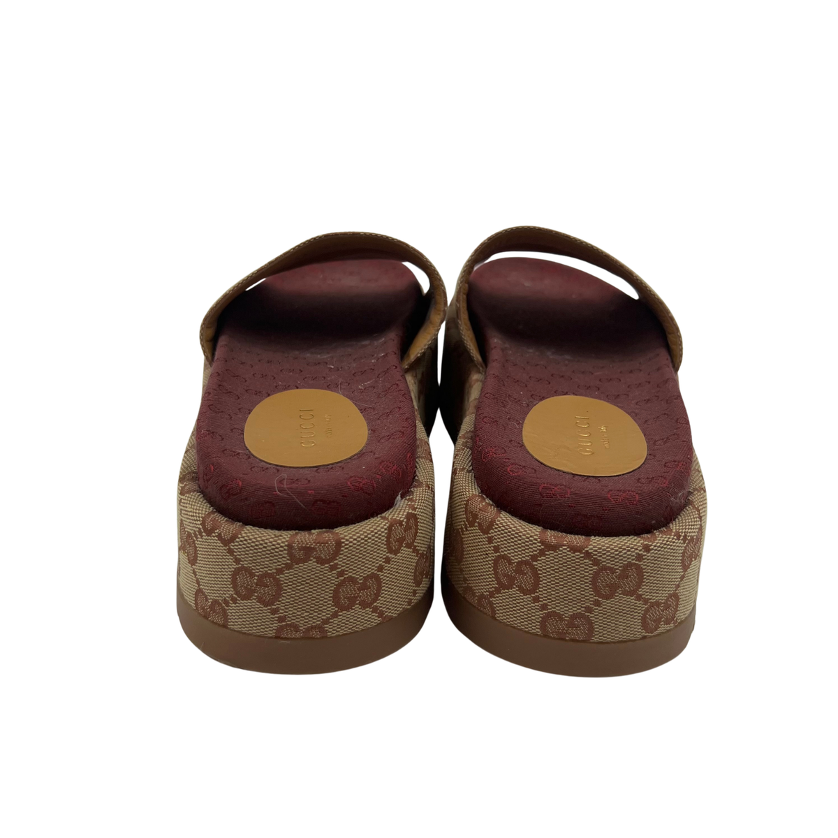 Gucci Tan Fabric Slides