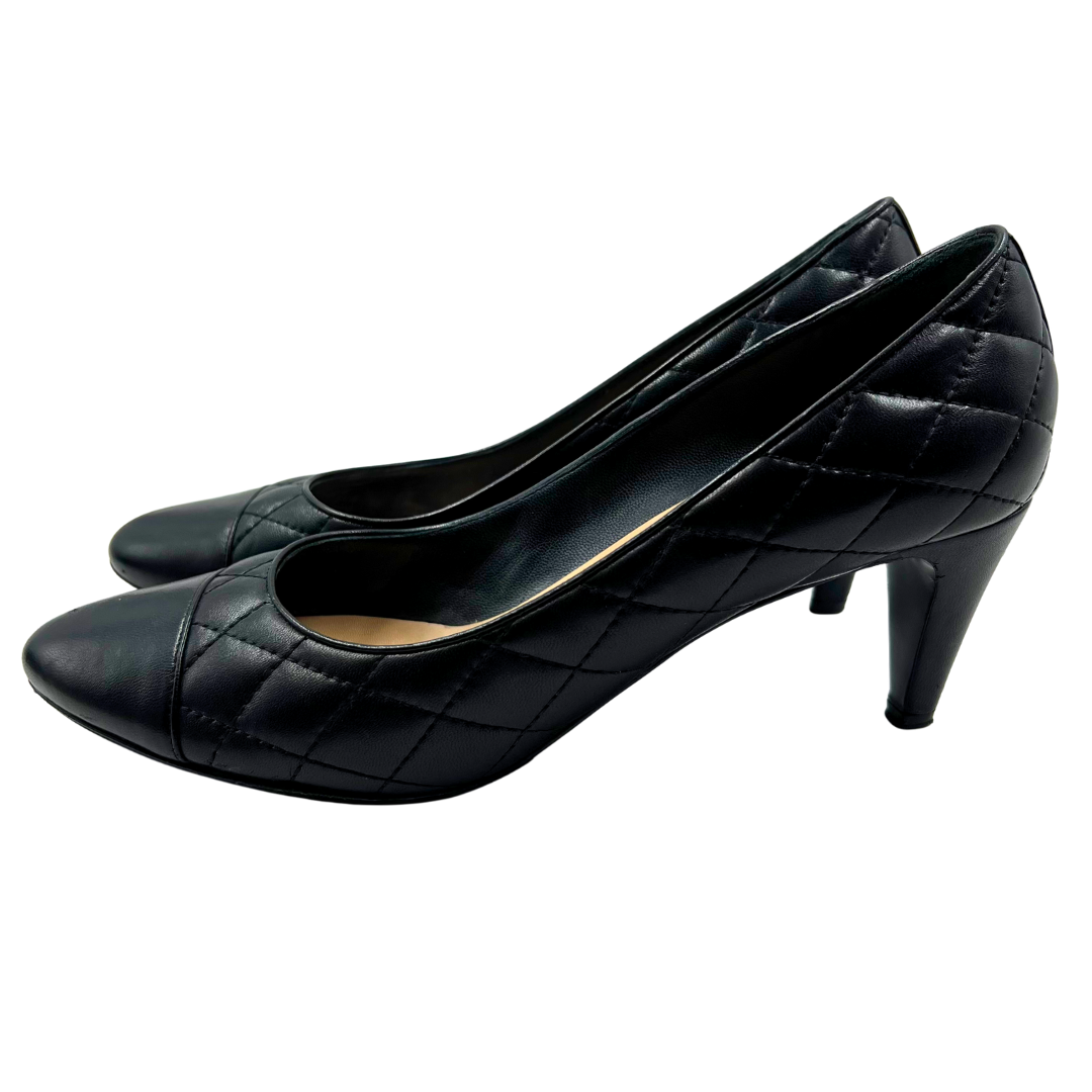 Chanel 9.5 41 Black Leather Heels