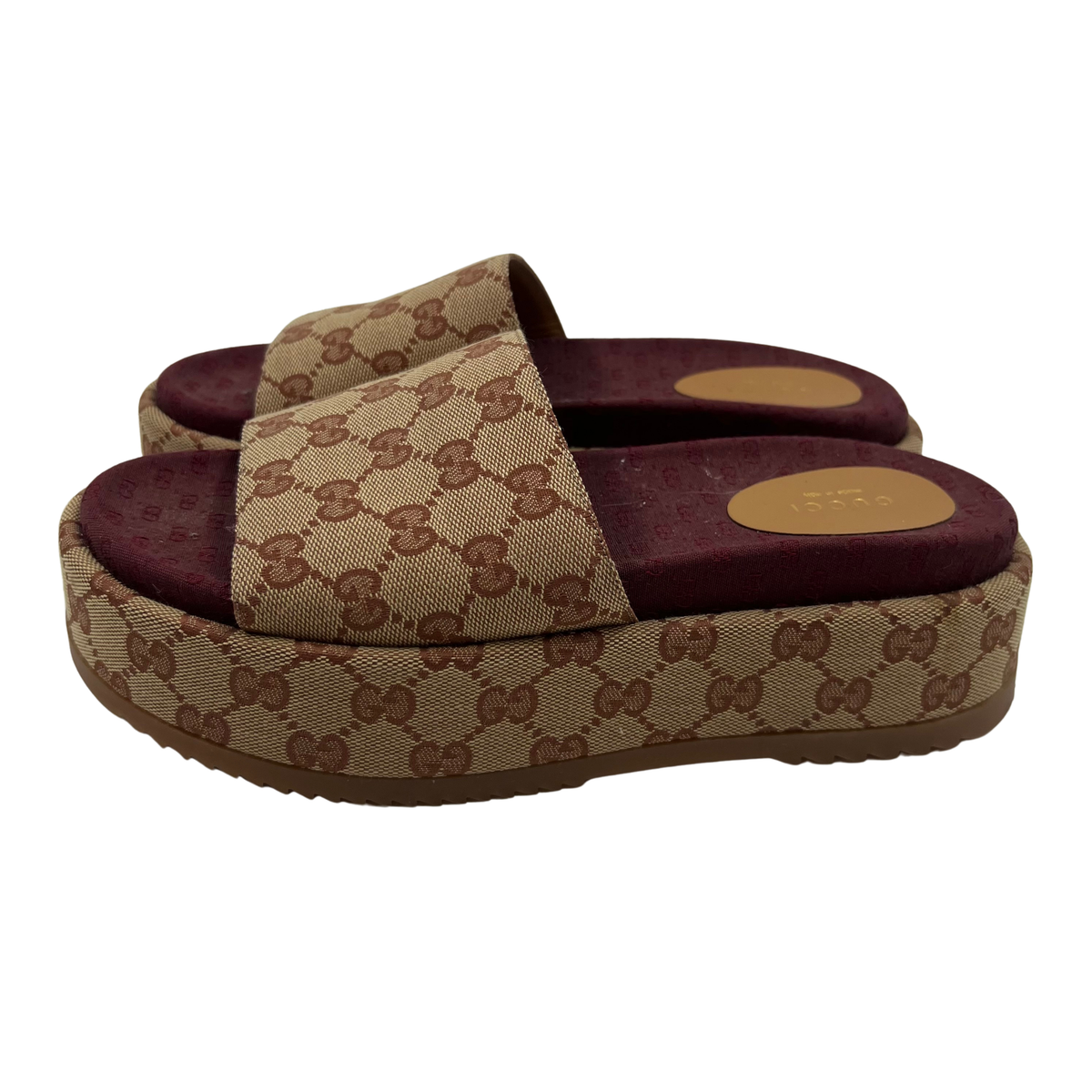 Gucci Tan Fabric Slides
