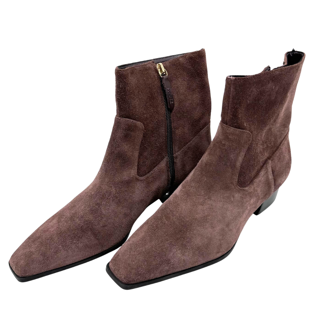 Schutz 8 Brown Suede Booties