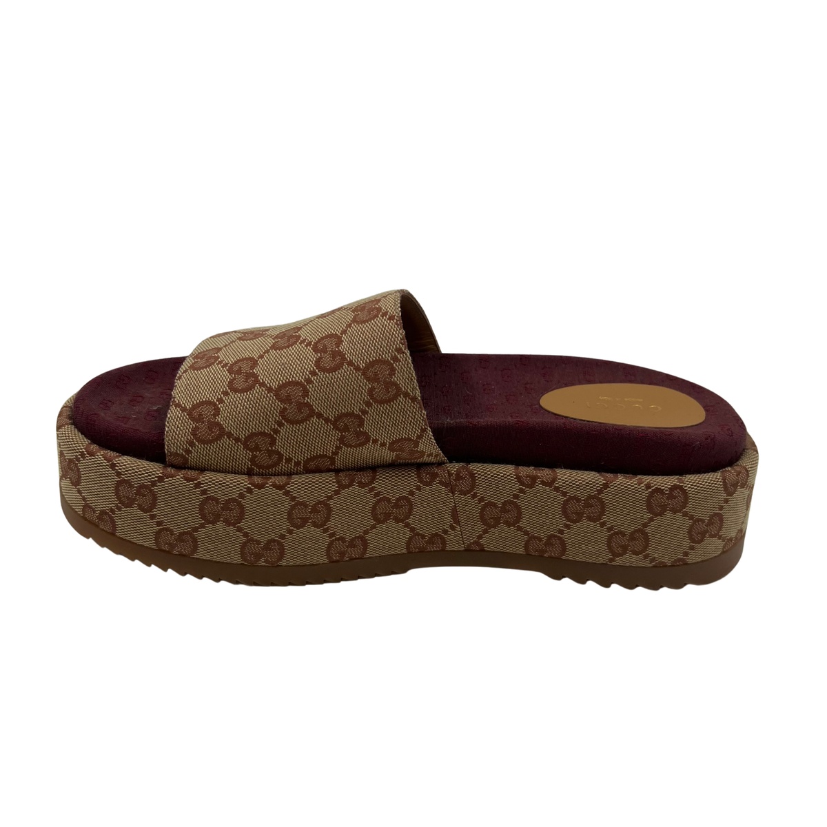 Gucci Tan Fabric Slides