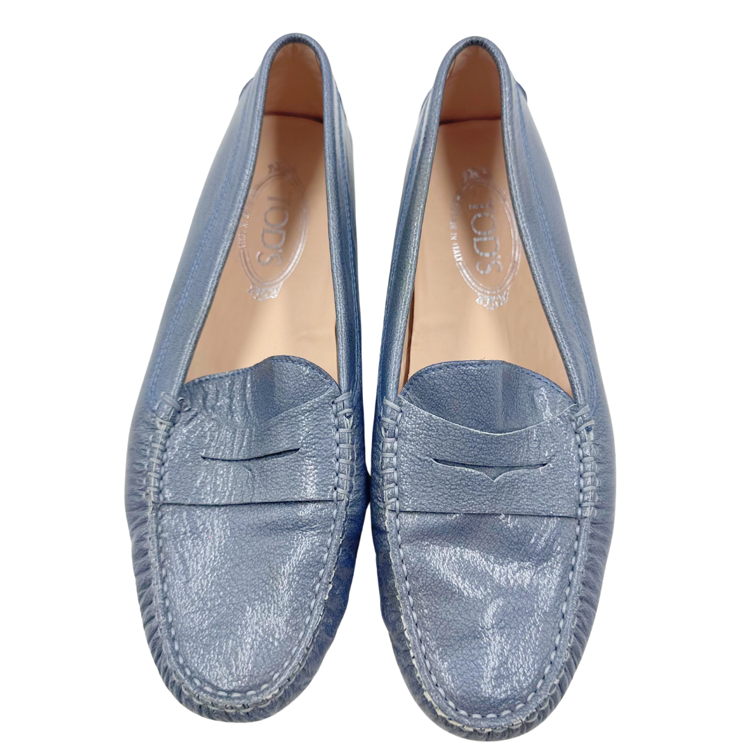 Tods 9 Blue Leather Loafers – Chic Consignment LLC