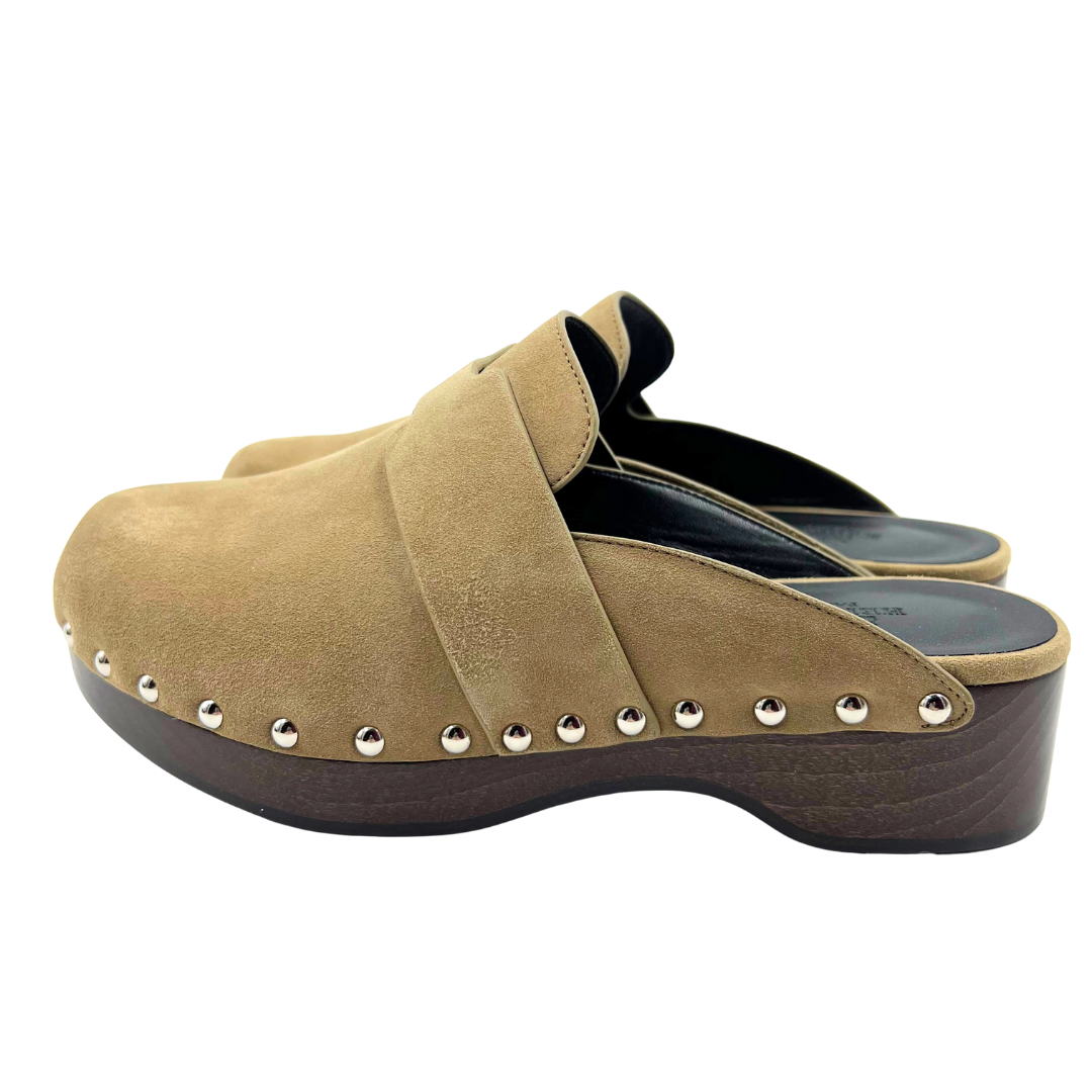 Hermes 5 35 Wheat Suede Clogs