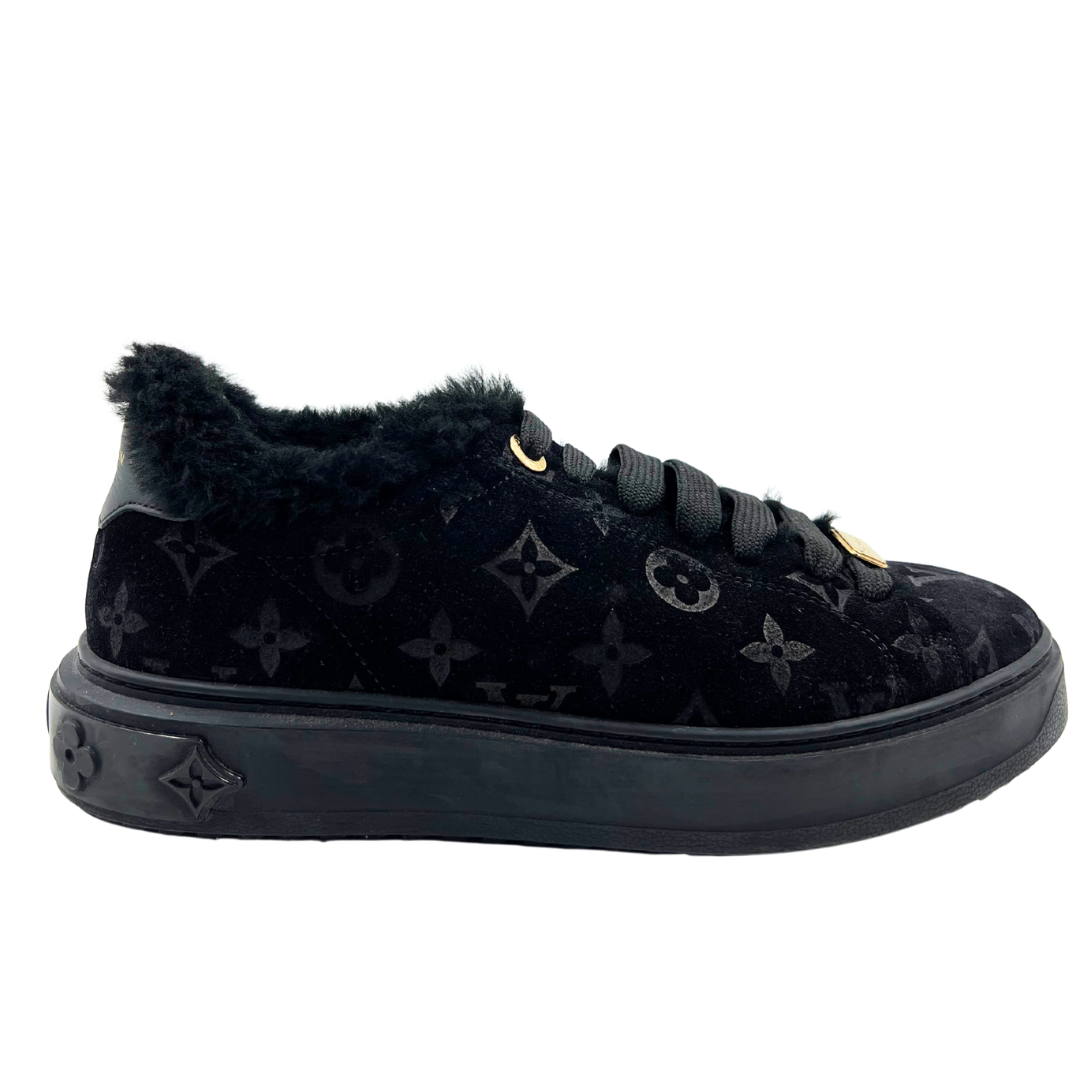 Louis Vuitton 37 Black/Gold shearling/suede Sneakers