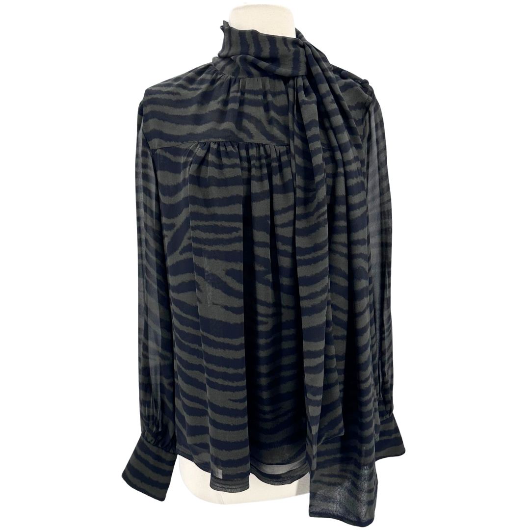 Proenza Schouler Size 6 Black/Green Blouse