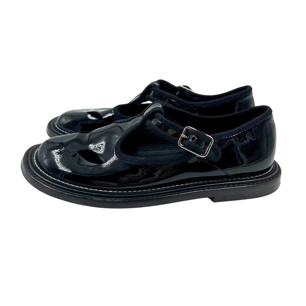 Burberry 7.5 38.5 Black Patent Leather Loafers
