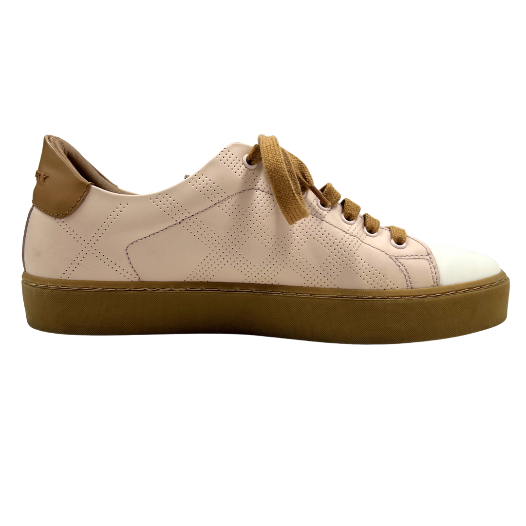 Burberry 6.5 37.5 pink/tan/white Leather Sneakers