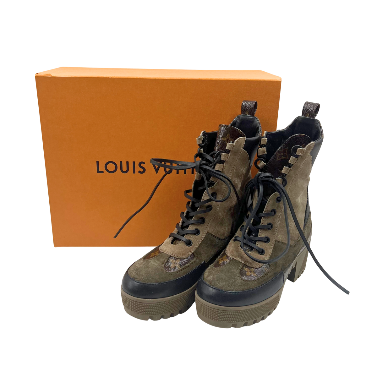 Louis Vuitton taupe/brown Suede Boots Combat boots