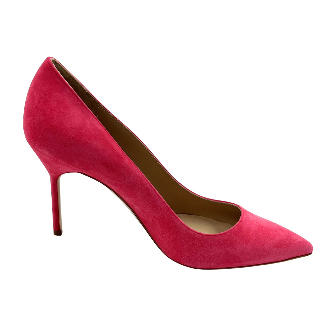 Manolo Blahnik 7.5 38.5 Pink Suede Pumps
