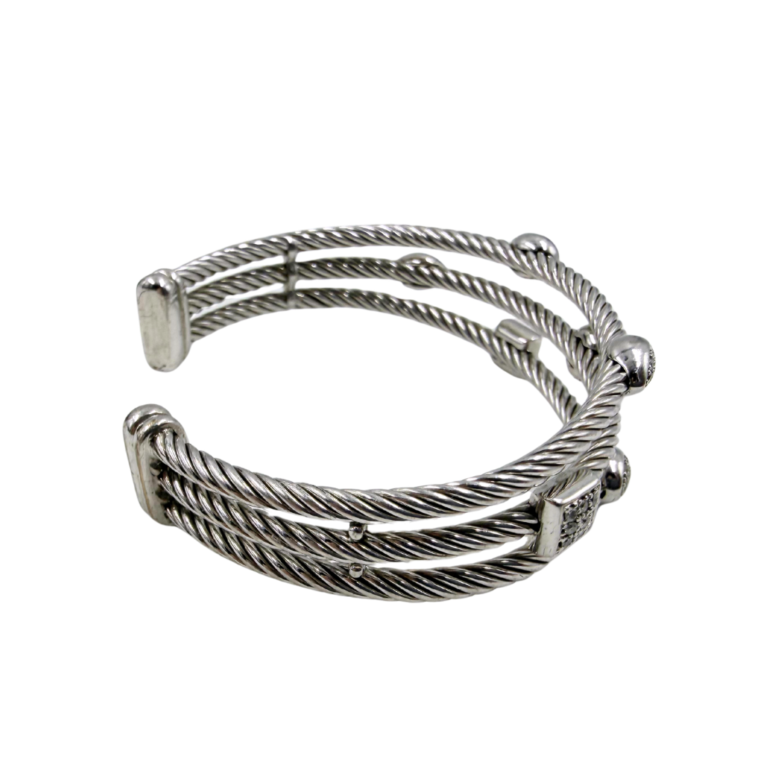 David Yurman Confetti Diamond Cuff 3 Strand Bracelet
