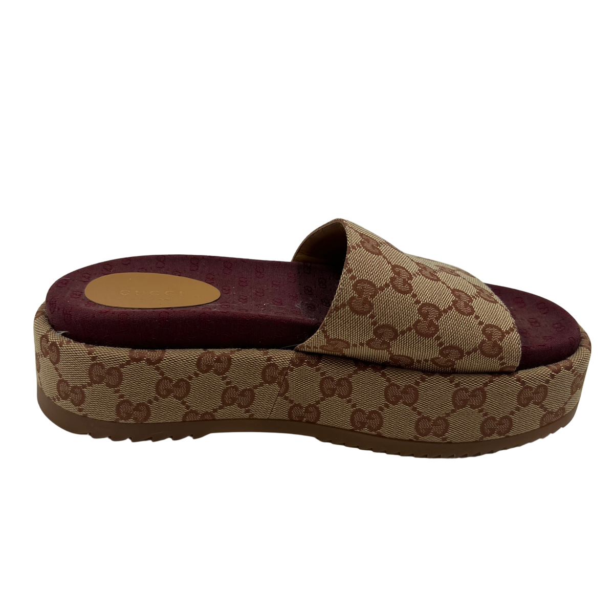 Gucci Tan Fabric Slides