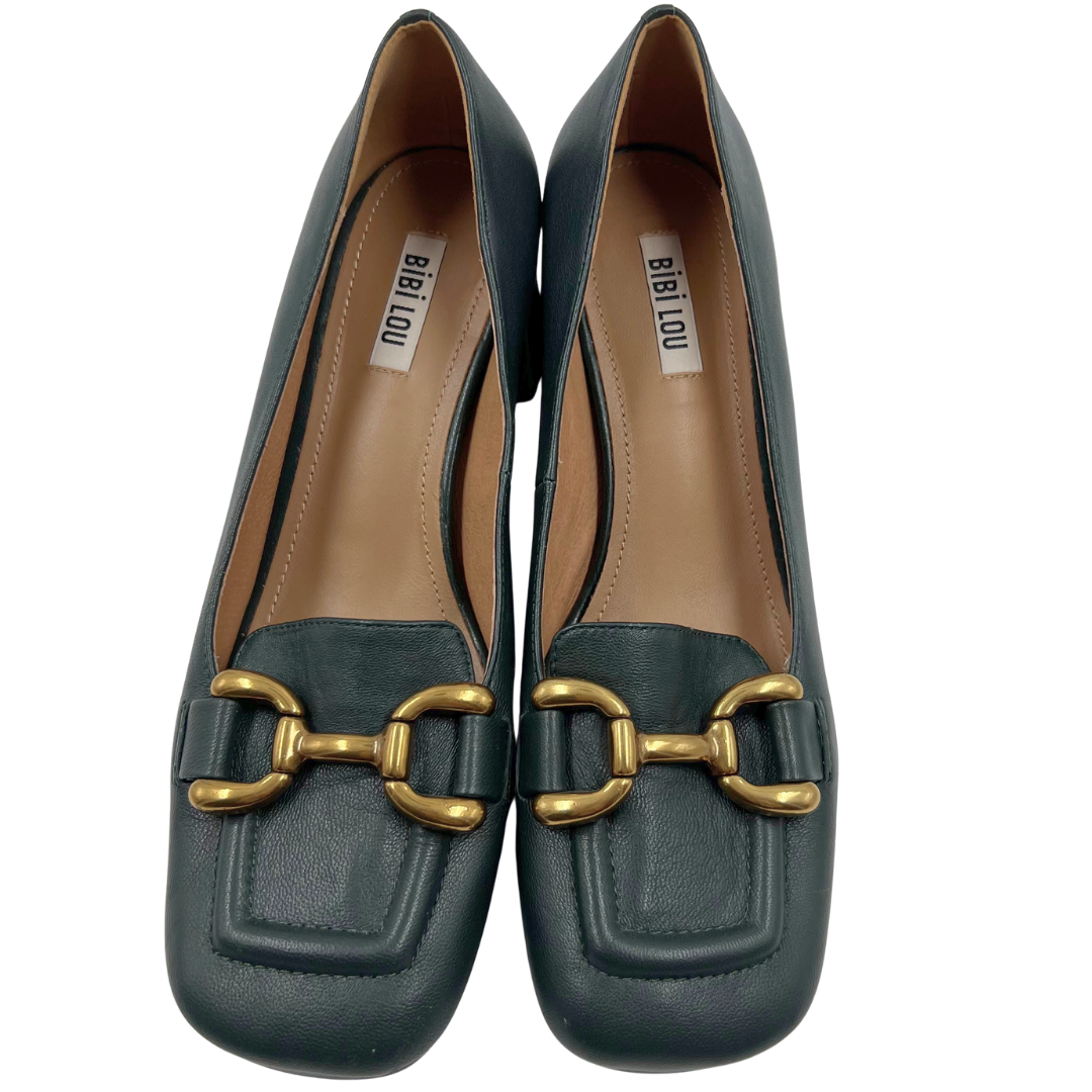 Bibi Lou 40 Forest Green Leather Pumps