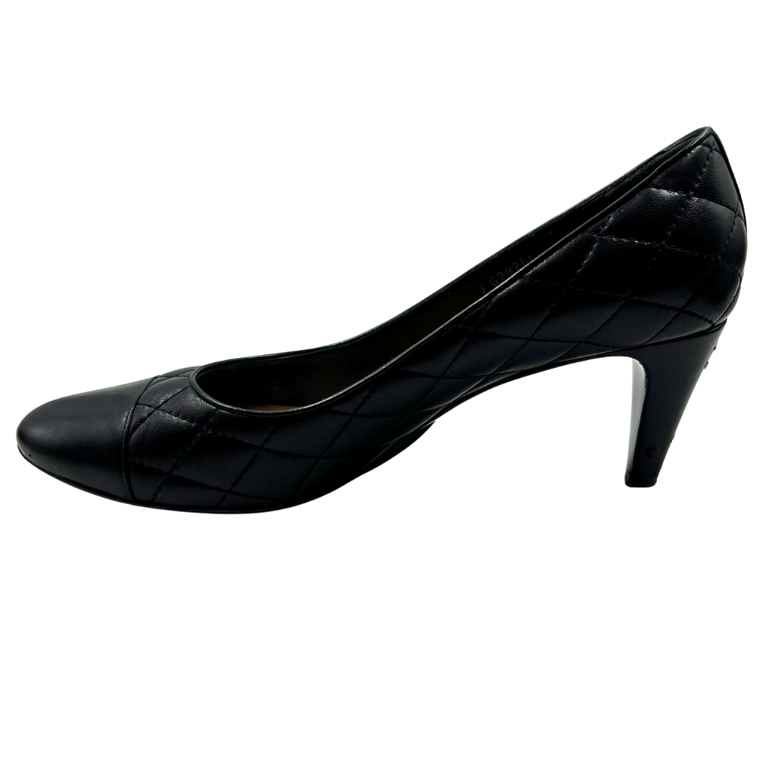 Chanel 9.5 41 Black Leather Heels