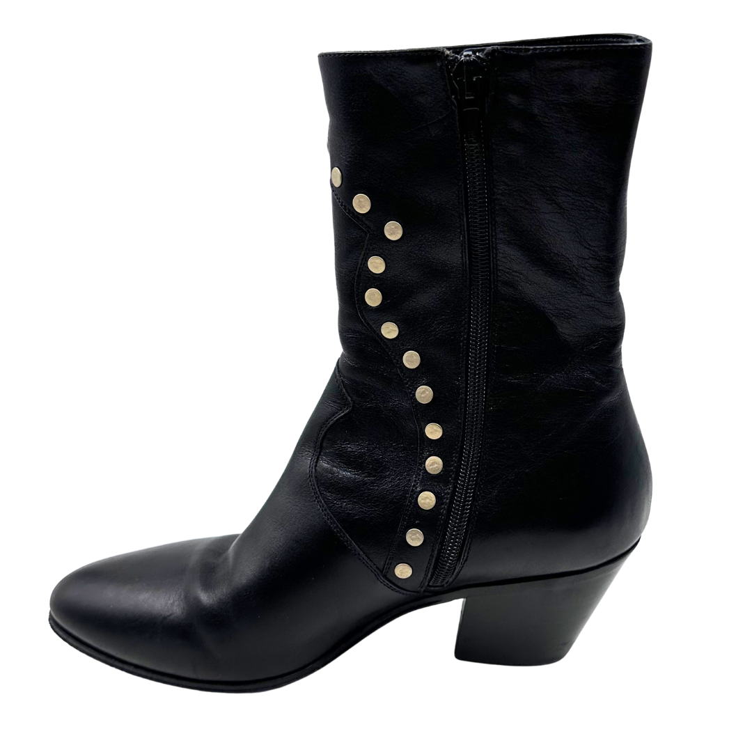 Celine 37.5 Black Leather Booties