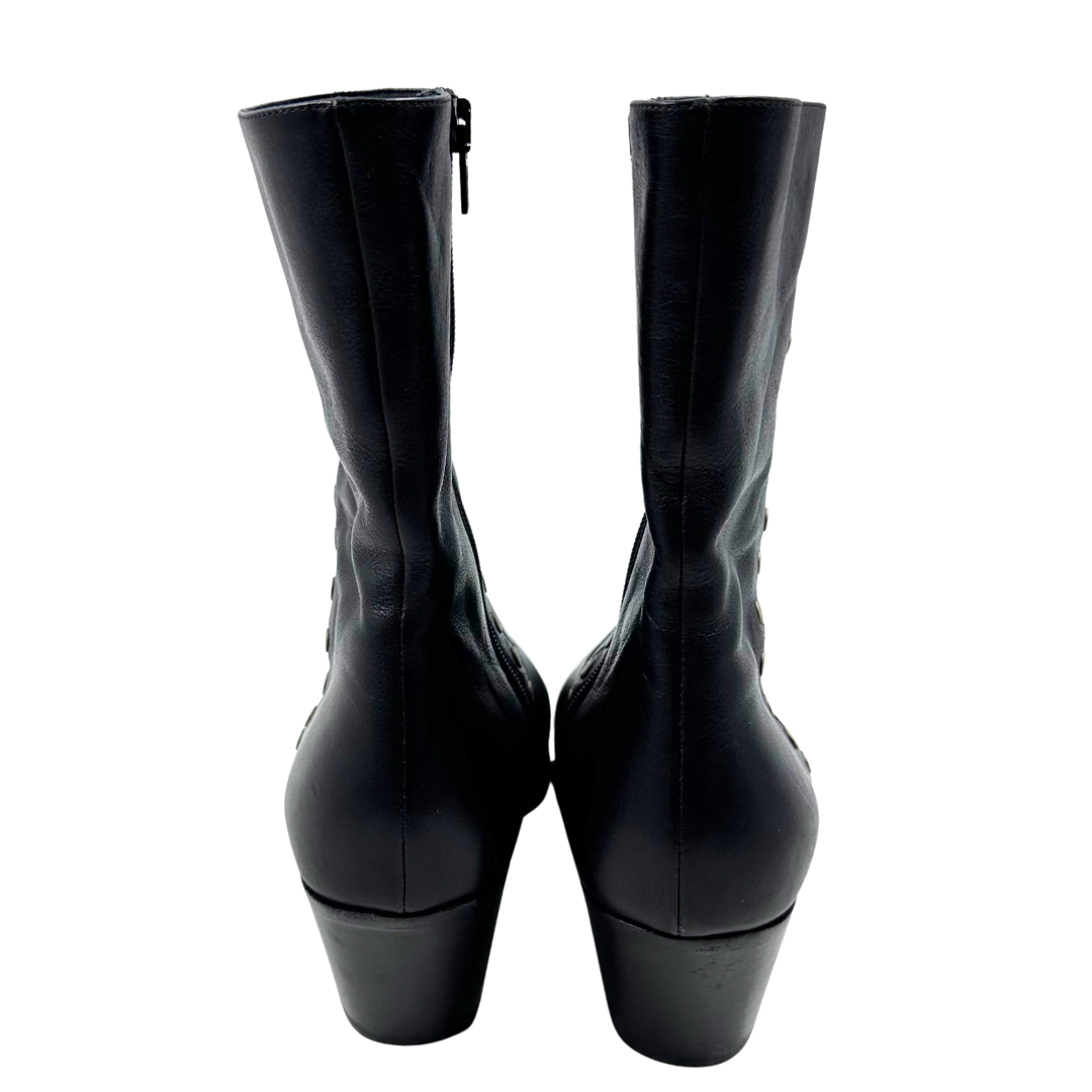 Celine 37.5 Black Leather Booties
