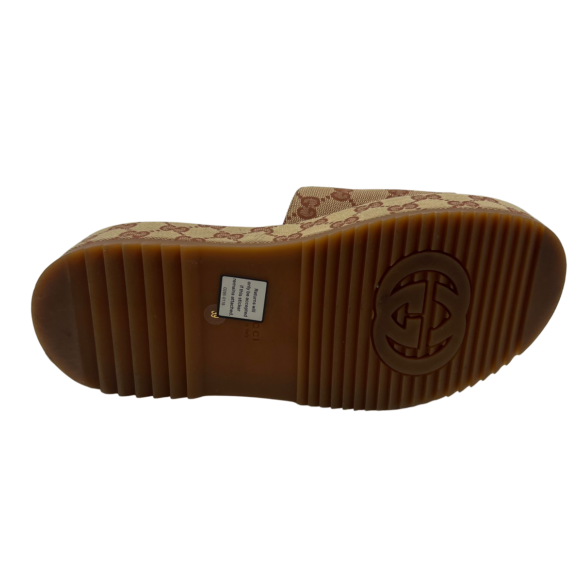 Gucci Tan Fabric Slides