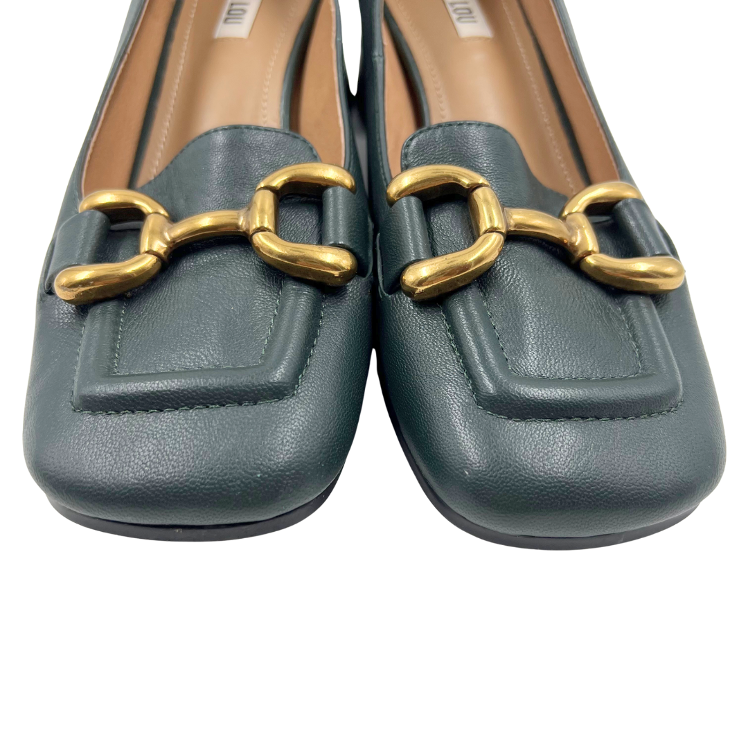 Bibi Lou 40 Forest Green Leather Pumps