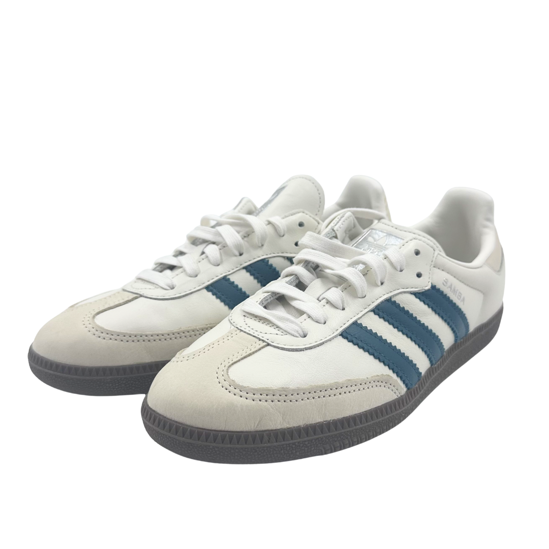 Adidas 8.5 White/Green Leather Sambas Sneakers