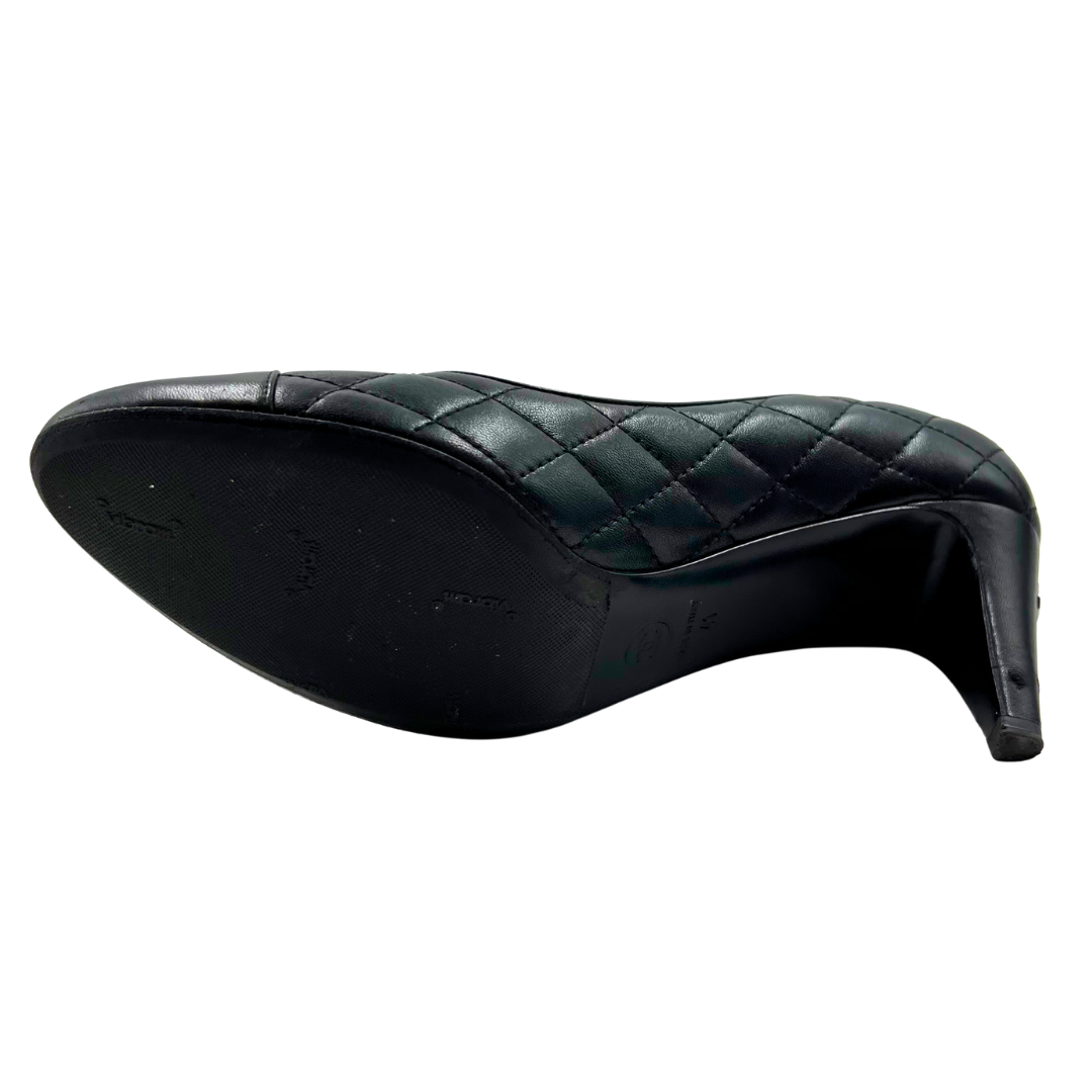Chanel 9.5 41 Black Leather Heels