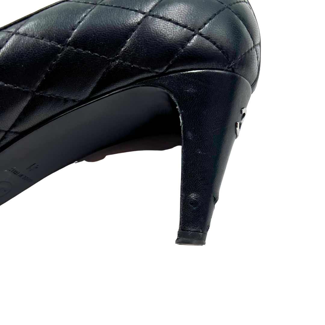 Chanel 9.5 41 Black Leather Heels